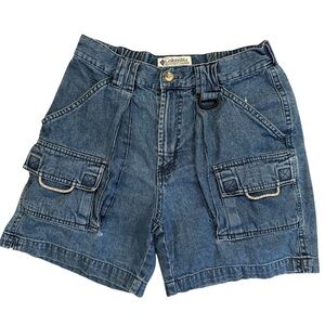 Vintage 90s Columbia PFG‎ Fishing Hiking Denim Jean Cargo Shorts Women's Size XS